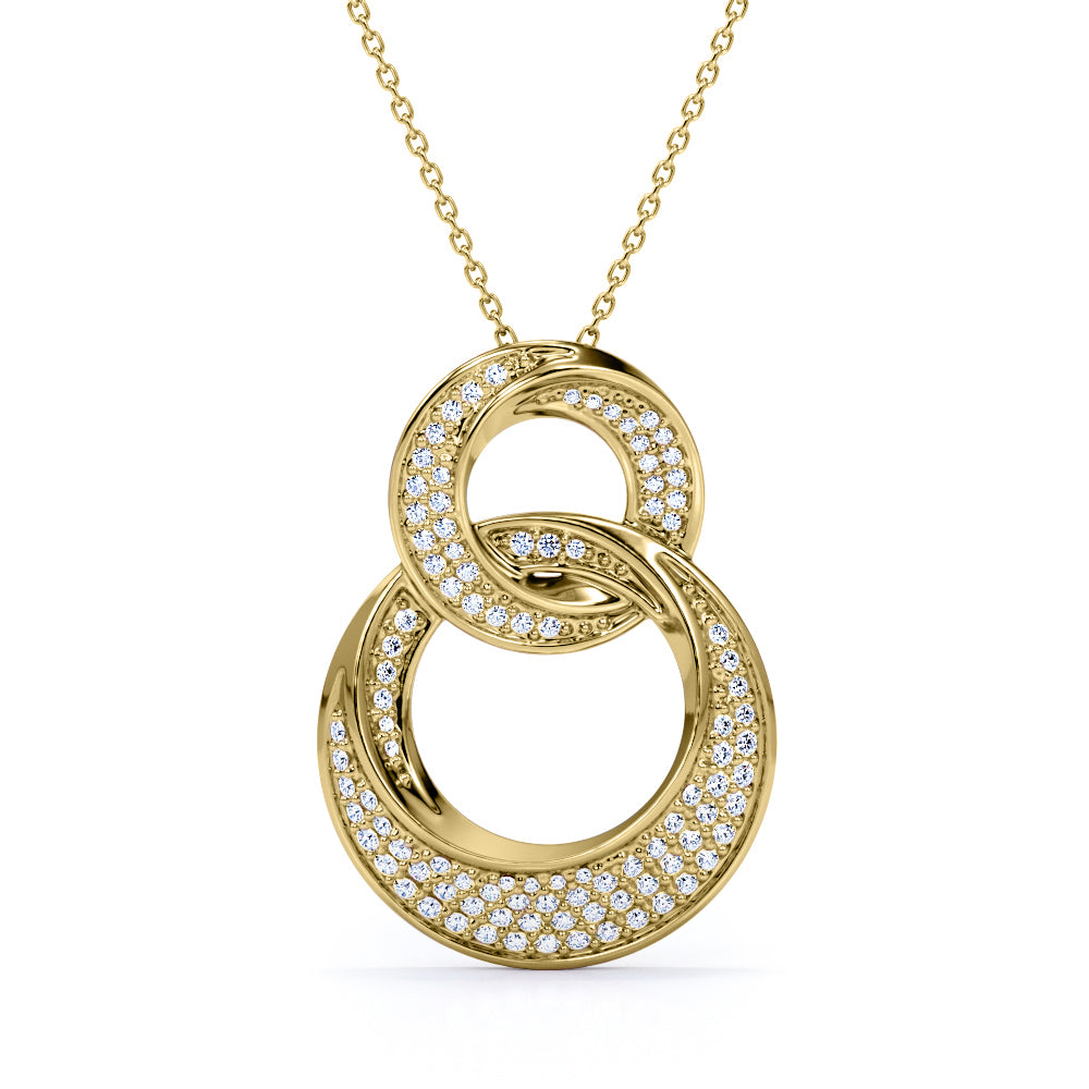 Scalloped Micro Pave Set 0.30 Carat Round Cut Moissanite Infinity Wave Pendant Necklace In Rose Gold