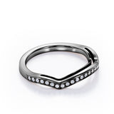 Pave 0.15 TCW Round Shape Curved Wedding Band