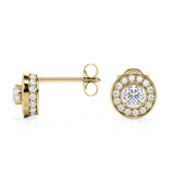 Frame Channel Set 0.53 CT TDW Round Certified Lab Diamond Under Halo Ear Studs in Black Gold