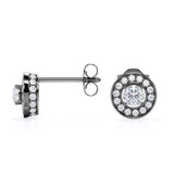 Circle Channel Set 1.20 Carat Round Cut Certified Moissanite and Diamond Hidden Halo Stud Earrings in Rose Gold