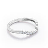 0.15 TCW Round Cut Diamond - Pave Channel Design - Curved Shank Starlight Wedding Band - 10K Rose Gold