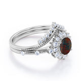 Tiara 1.40 Ct Round Cut Lab Created Black Opal Bridal Set