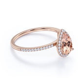 1.50 ct Pink Morganite Pear Shaped Engagement Ring in 18K Rose Gold over Silver
