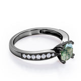 1.25 Ct Cushion Cut Moss Agate Milgrain Engagement Ring