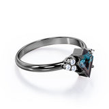 Asymmetric Bezel Set 1 Carat Kite Shaped Lab Created Alexandrite And Diamond Seven Stone Engagement Ring In White Gold