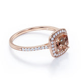 Vintage Style 1.50 Carat Cushion Cut Peach Pink Morganite Solitaire Engagement Ring in Rose Gold