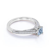 Vintage Style 1.50 Carat Cushion Cut Aquamarine Solitaire Engagement Ring in White Gold