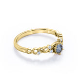 Leaf 0.60 Ct Round Salt and Pepper Diamond Engagement Ring