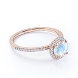 1.5 ct Round Blue Moonstone Halo Engagement Ring