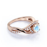 1.25 Carat Round Moonstone Wedding Ring in Rose Gold - Vintage Moonstone Ring