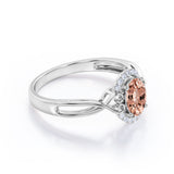 Plain Band 1.50 Carat Oval Cut Morganite and Diamond Halo Engagement Ring in Rose Gold