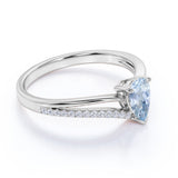 Contoured 1.50 Carat Teardrop Aquamarine and Split Shank Diamond Engagement Ring in Rose Gold