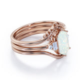 Nature 1.15 Ct Hexagon Cut Lab Created Opal Wedding Ring Set