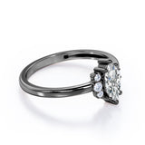 Classic 7 Stones 0.55 carat Marquise Moissanite and Diamond Engagement Ring in Rose Gold