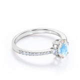 1.50 Carat Oval Moonstone Halo Engagement Ring in Rose Gold - Rainbow Moonstone Ring