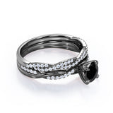 1.75 ct Round Lab Black Diamond Twisted Wedding Ring Set