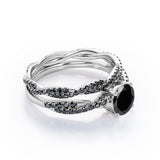 1.75 ct Round Lab Black Diamond Double Twisted Bridal Set