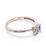 Striking 1 carat Princess Moissanite Solitaire Engagement Ring in Black Gold