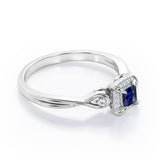 0.6 Ct Princess Cut Lab Sapphire Twisted Engagement Ring