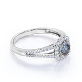 1.25 Ct Round Salt and Pepper Diamond Split Shank Engagement Ring