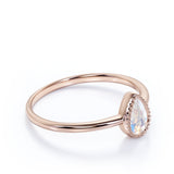 Gypsy Set 1 Carat Teardrop Cut Blue Moonstone and Vintage Milgrain Engagement Ring in White Gold