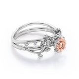 1 ct Round Morganite Nature Inspired Bridal Set