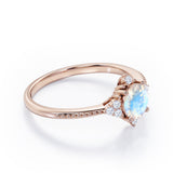 Milgrain 0.5 ct Round Moonstone Engagement Ring