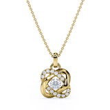 Fancy Knot 1.10 Carat Round Certified Moissanite and Diamond Swirl Pave Pendant Necklace in Black Gold