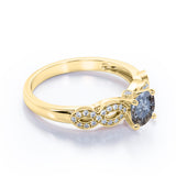 0.75 Ct Round Salt and Pepper Diamond Infinity Twisted Engagement Ring