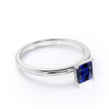 Solitaire 1 Ct Princess Cut Lab Sapphire Engagement Ring