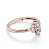 Classic 7 Stones 0.55 carat Marquise Moissanite and Diamond Engagement Ring in Rose Gold