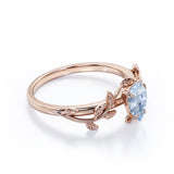 1 ct Pear Aquamarine Flower Inspired Engagement Ring