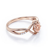 Infinity Twisted 0.55 carat Round Morganite and Moissanite Engagement Ring For Her in Rose Gold