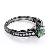 1.25 Carat Round Green Moss Agate Vintage Ring