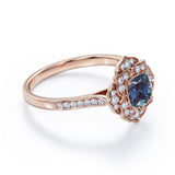 2 Ct Cushion Lab Alexandrite Vintage Engagement Ring
