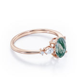 Five Stone 1.25 Carat Oval Moss Agate Engagement Ring