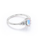 Vintage Leaf 0.85 ct Oval Moonstone Engagement Ring