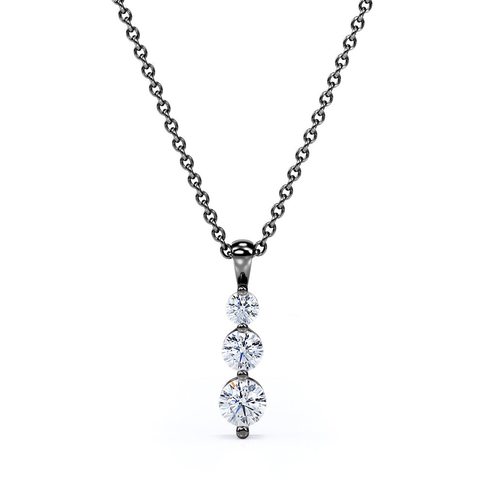 Trilogy Graduated Stones 0.30 carat Round Moissanite Pendant Necklace