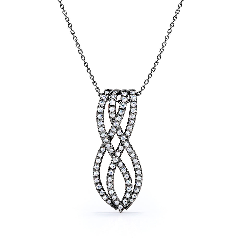 Double Infinity 0.40 Carat Round Cut Moissanite Twisted Pendant Necklace In Rose Gold For Her