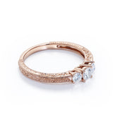 1 Carat Round Cut Moissanite Three Stone Engagement Ring