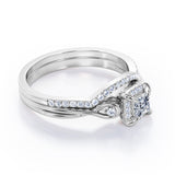 Infinity 0.65 TCW Princess Cut Moissanite Split Shank Bridal Set
