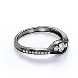 Antique Bezel Three Stone 1.25 CT TDW Round Cut Diamond Channel Set Engagement Ring