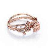 1 ct Round Morganite Nature Inspired Bridal Set
