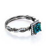 Twisted Four Claws 1.35 Carat Princess Cut Lab Created Alexandrite And Diamond Infinity Engagement Ring In White Gold For Her