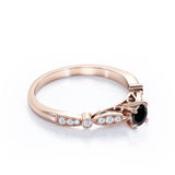 1.15 Carat Round Cut Lab Grown Black Diamond Four Prong Unique Engagement Ring In White Gold