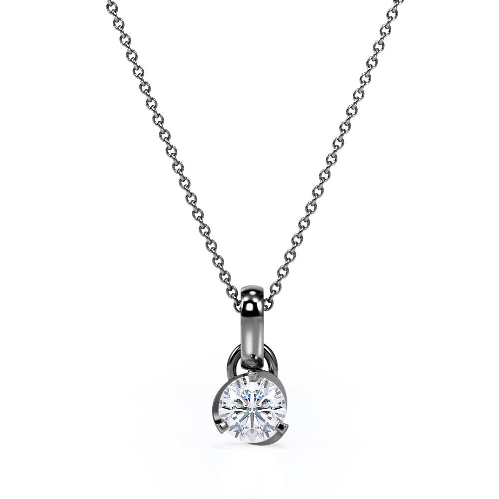 Martini Set 1 Carat Round Certified Moissanite Tension Back Solitaire Pendant Necklace