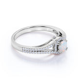 Vintage 0.83 Ct Round Cut Opal Promise Ring