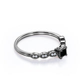 1.15 Carat Princess Cut Lab Grown Black Diamond 4 Prong Art Deco Engagement Ring In White Gold