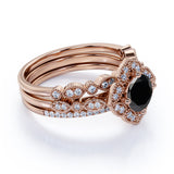 2 ct Trio Lab Black Diamond Wedding Ring Set