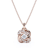 Fancy Knot 1.10 Carat Round Certified Moissanite and Diamond Swirl Pave Pendant Necklace in Black Gold